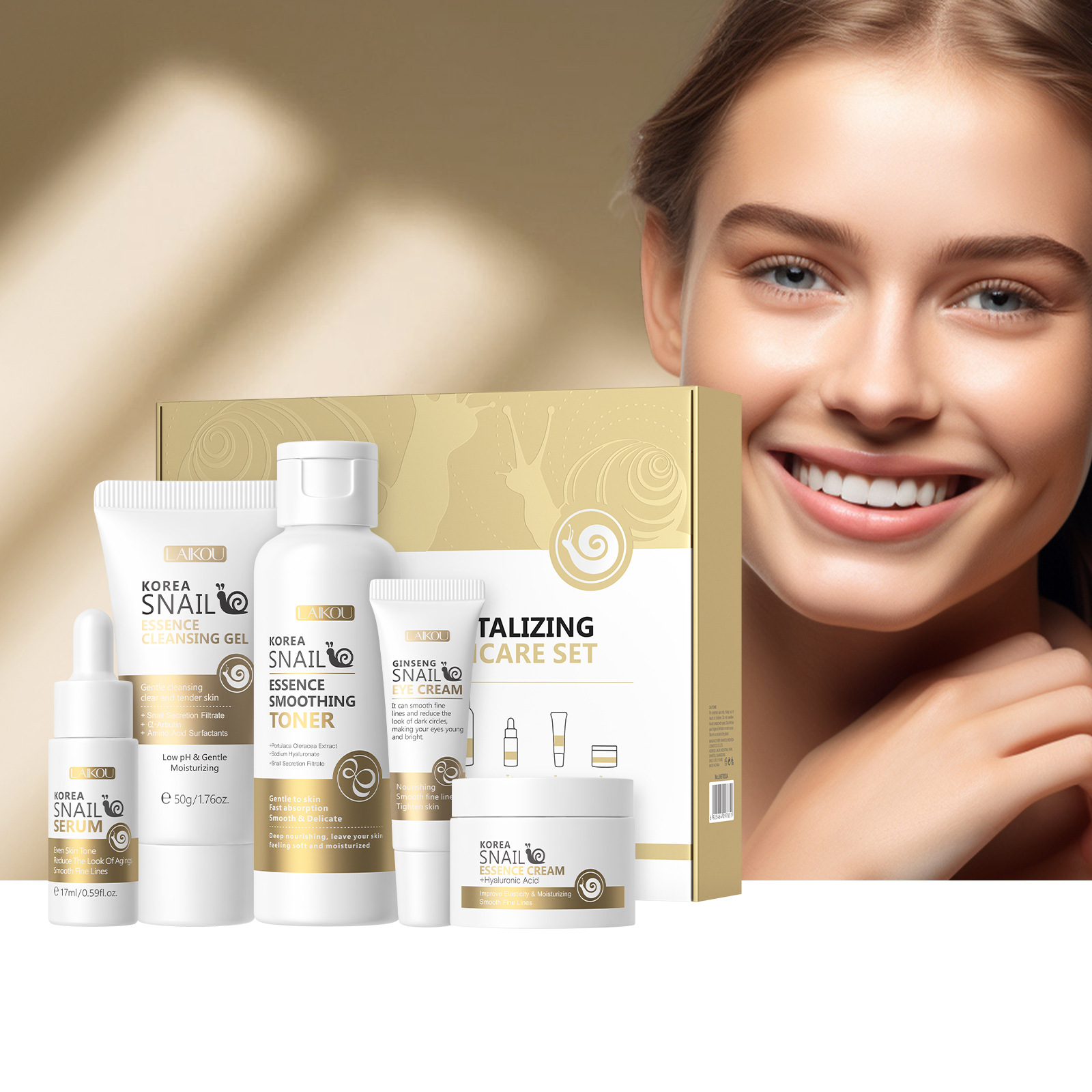 5pcs Boxed Korea Snail Skin Ca - Essence Serum Toner recension och pris